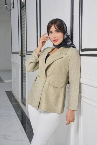 کت مجلسی سه رنگ مشکی کرم و سبز زیتونی روشن